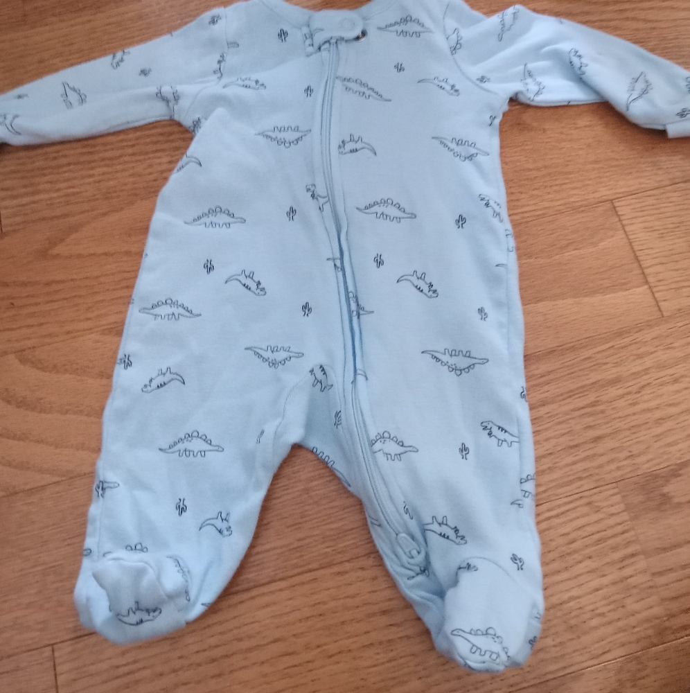 Blue newborn dinosaur footie Onsie